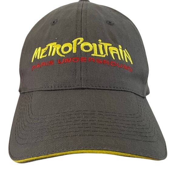 Metropolitain Paris Underground Baseball Hat Cap Gray Yellow Adjustable OSFA - Picture 1 of 6